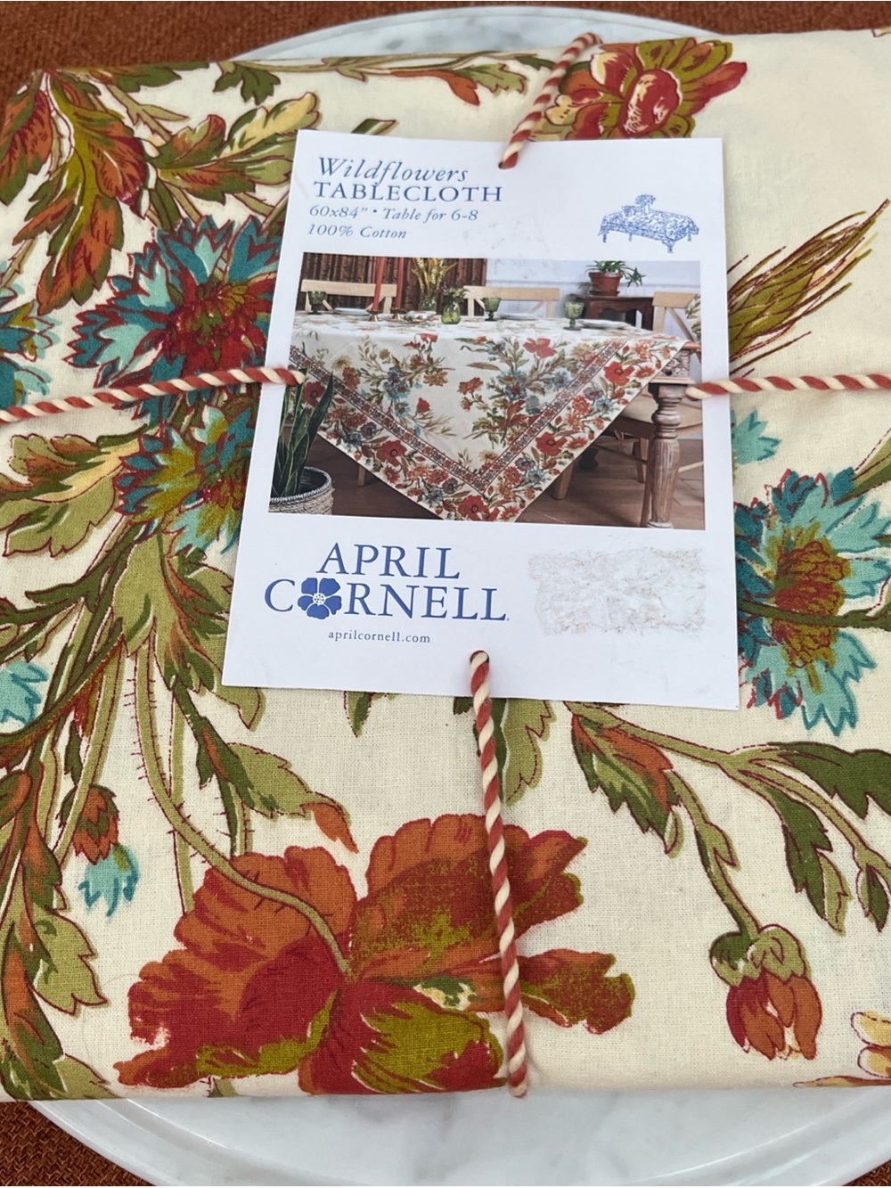 April Cornell Wildflowers Floral Tablecloth in Cream and Red 60x84